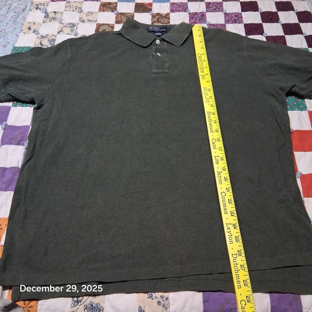 Polo by Ralph Lauren Cuffed‎ Sleeve Dark Green Shirt Size Large Golf Pony